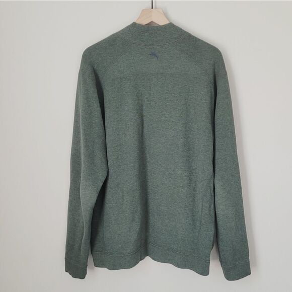 Tommy Bahama Flipshore Reversible 1/2-Zip Pullover Size Large in Green & Blue - Picture 7 of 9